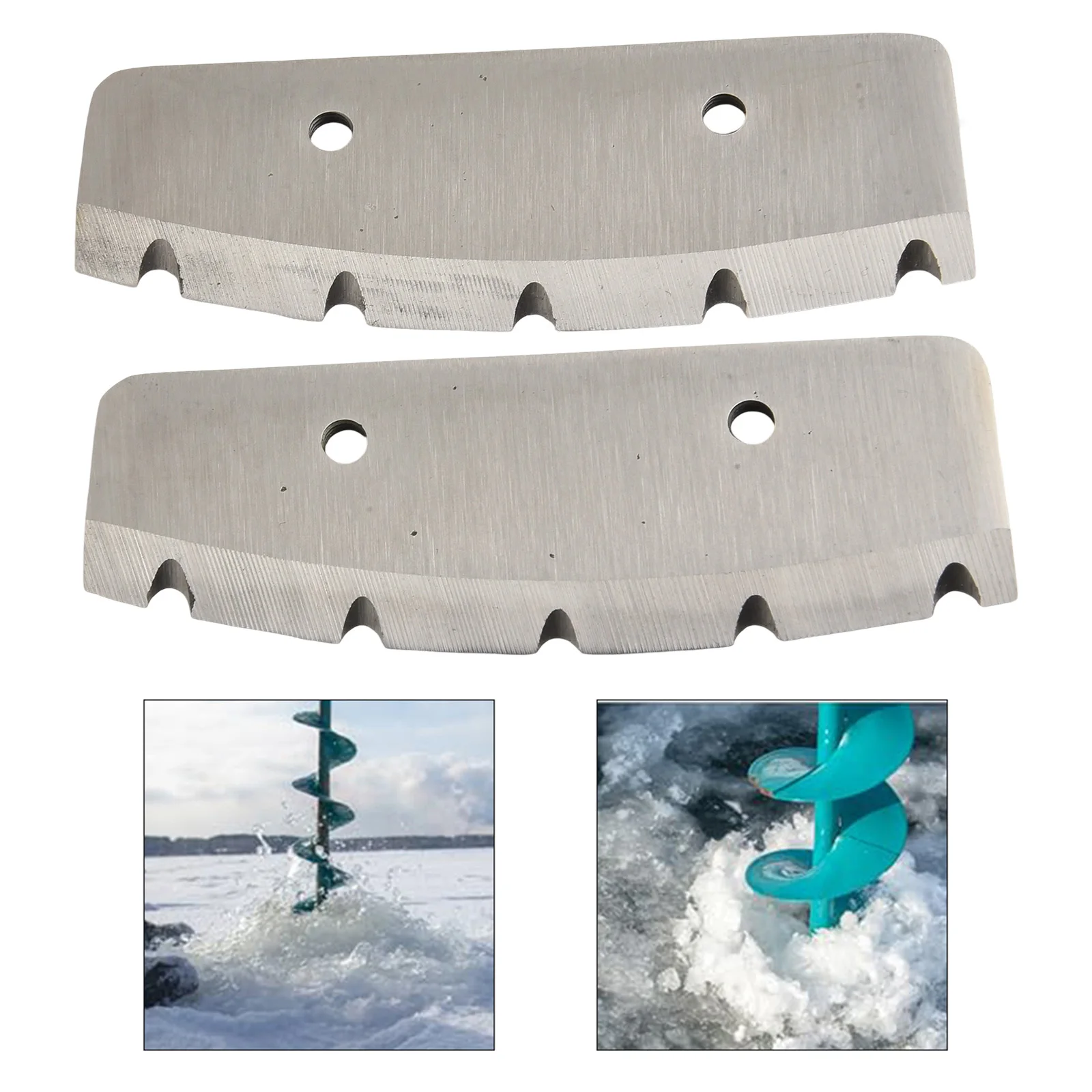 2pcs 8 Inches Ice Auger Blades Replacement For Power Ice Auger Tool Stainless Steel Ice Auger Blades Power Tool Parts