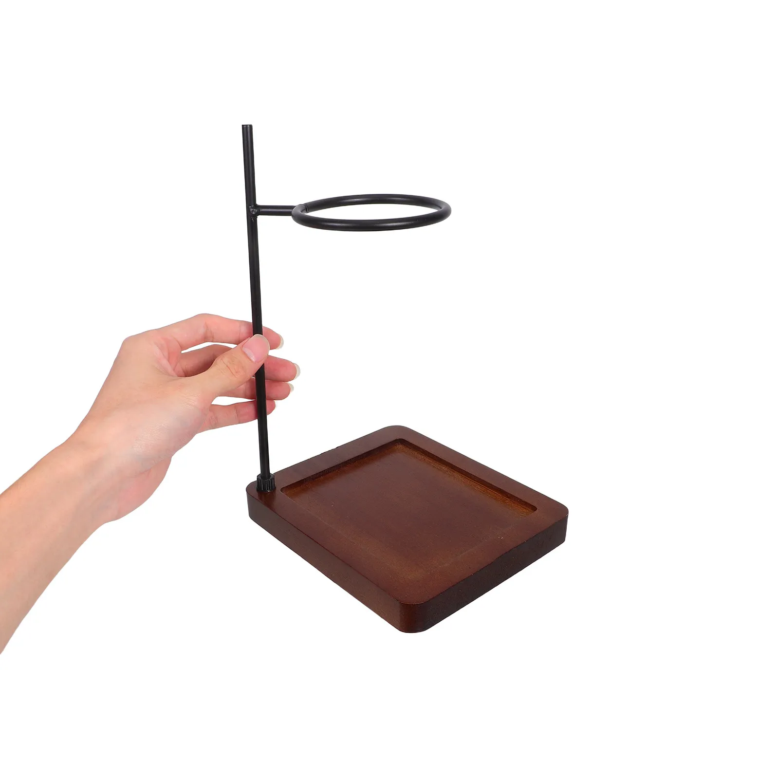 Wooden Coffee Dripper Stand Stainless Steel Manual Filter Holder Station Coffee Maker Rack Home Kitchen 7.3cm Aperture