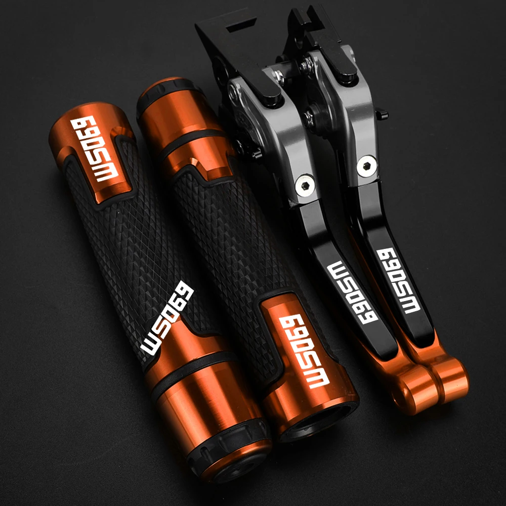 

Motorcycle Aluminum Accessories Adjustable Brake Clutch Levers Handle bar Grips FOR 690SM 690 SM 690-SM 2007-2008 2009 2010 2011