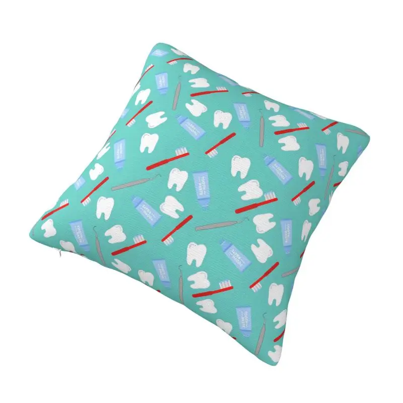 Custom Kawaii Healthy Teeth Pattern Tooth Pillow Case 45x45cm Care Dental Health Nordic Cushion Cover Car Pillowcase