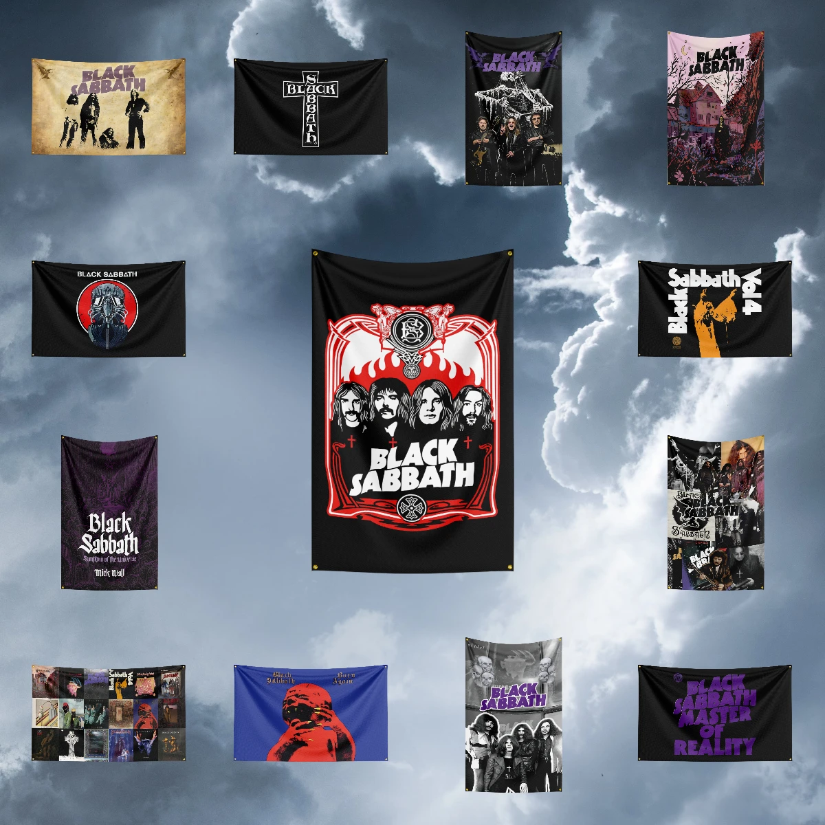 B-Bla-ck S-Sa-bb-aths Band  Polyester Banner Tapestry for club  Garage Decor Concert Flag fan collection