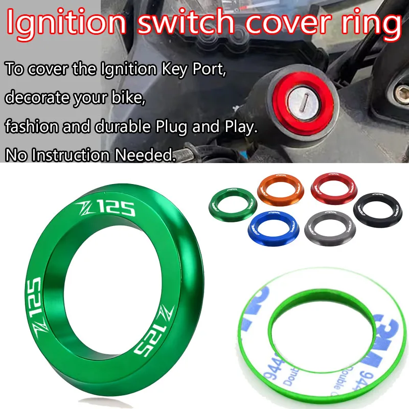 

Мотоциклы 2022 2023 для Z125 Ninja 125 2016-2021 2019 2018, крышка переключателя зажигания, кольцо с ЧПУ, алюминиевые аксессуары z125