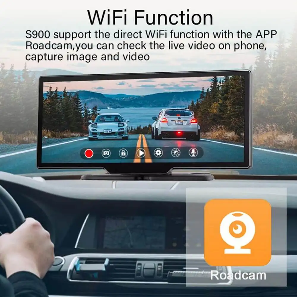 10.26 Inch Touch Screen 2K Car Portable Wireless Apple CarPlay Android Radio Multimedia GPS dual lens Dash Cam 1080P Stereo