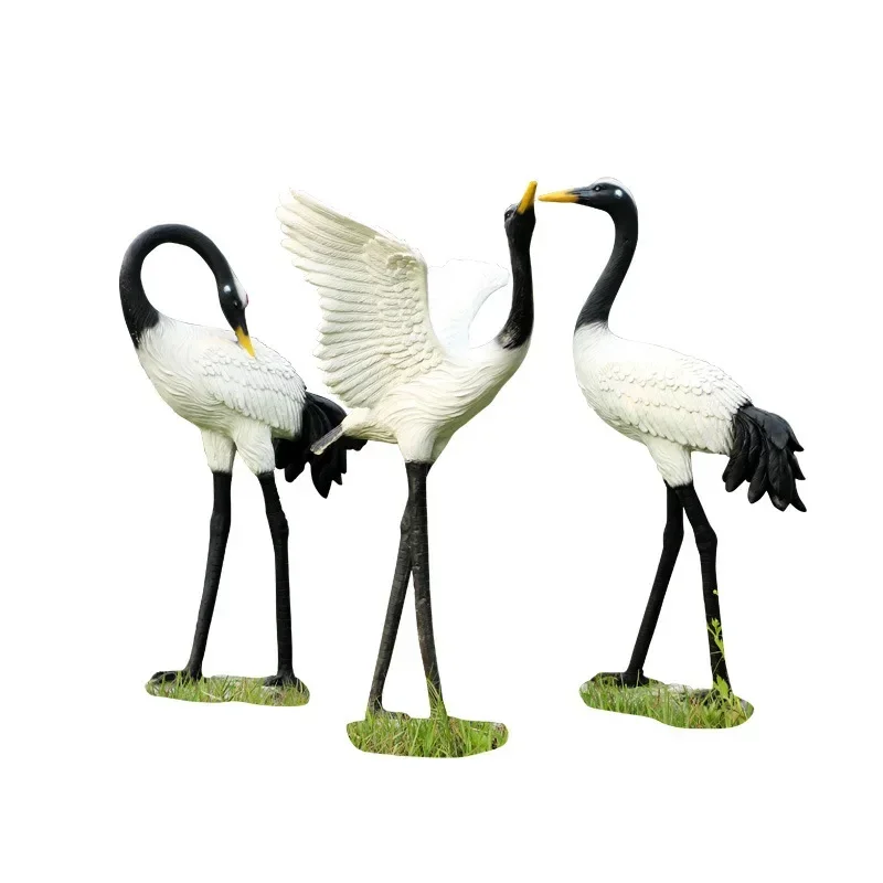 

Outdoor fiberglass crane animal ornament simulation red-crowned crane animal sculpture garden landscape