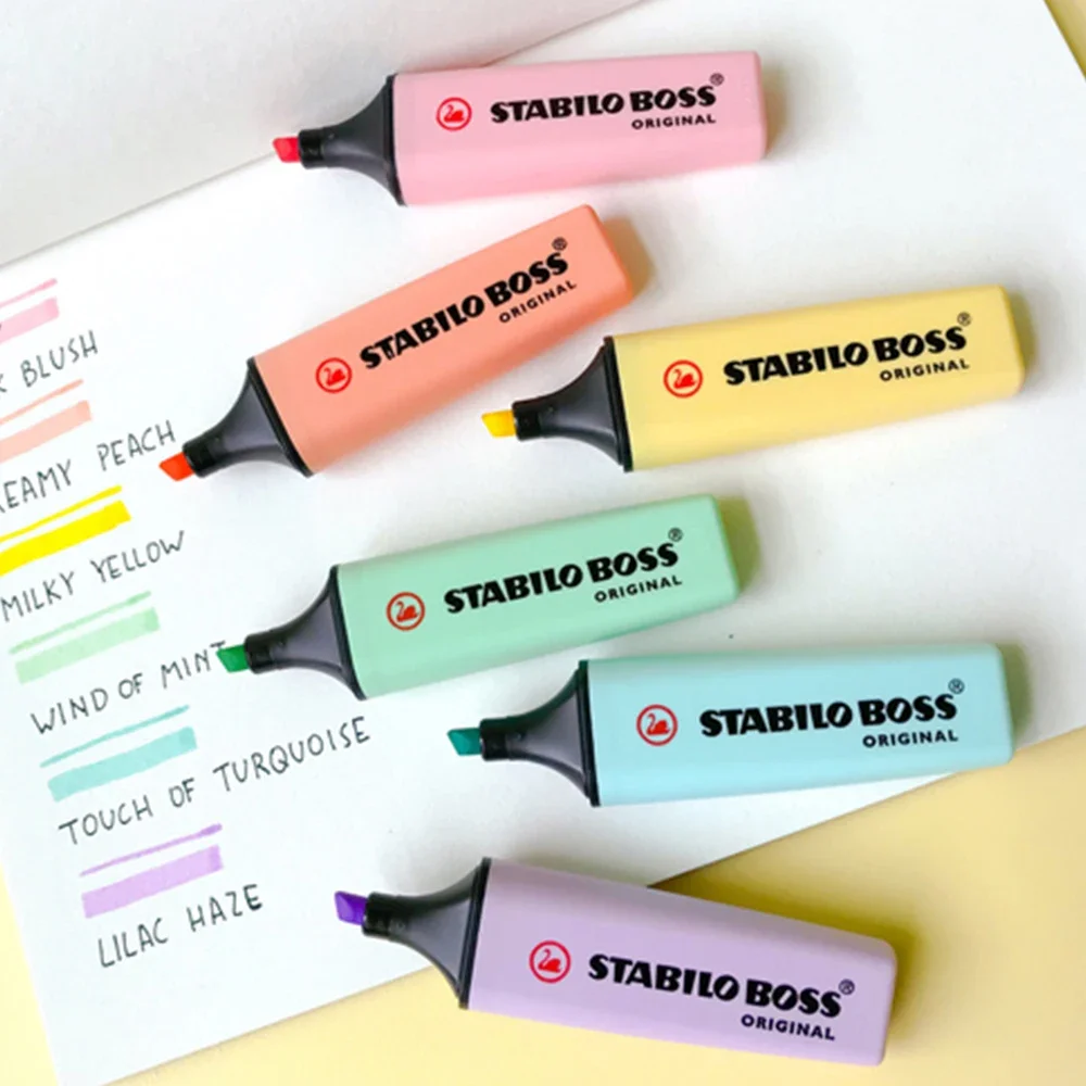 مجموعة أقلام تحديد STABILO BOSS 70 275 لون معكرون باستيل سعة كبيرة لوضع علامات على أدوات مكتبية للمدرسة Kawaii