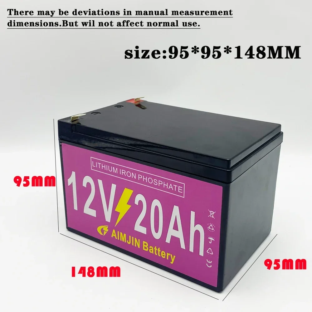 12V 20Ah Lithium Battery LiFePO4 DeepCycle Rechargeable Battery With 20A BMS For Solar Wind Power Marine Fish Finder Ride-on Toy