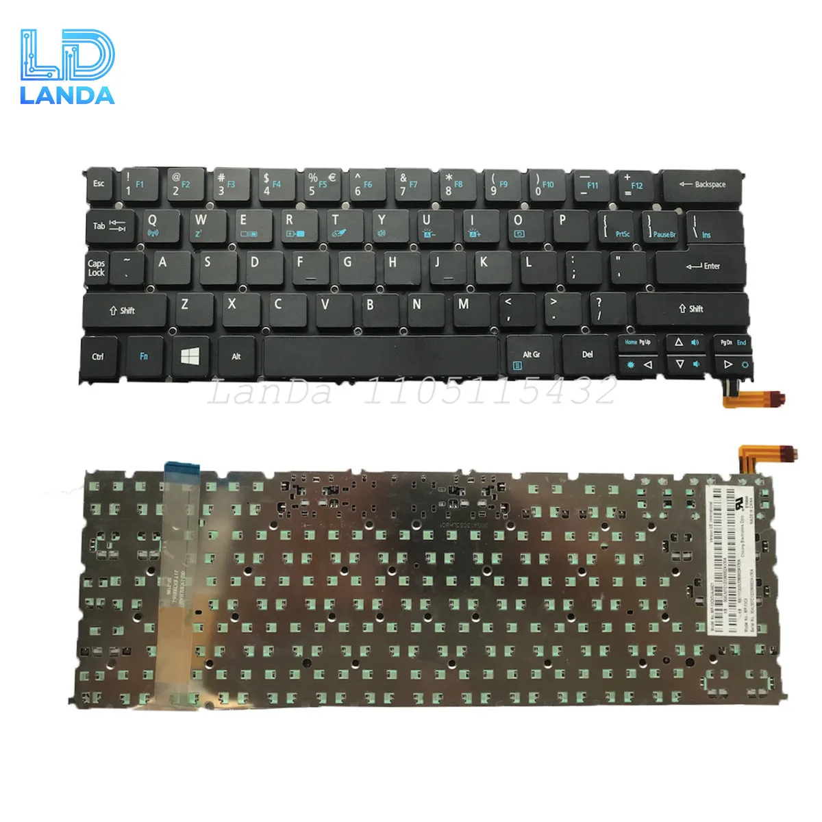 Teclado de ordenador portátil para Acer Aspire S3-392 S3-392G R13 R7-371 R7-371T negro EE. UU.