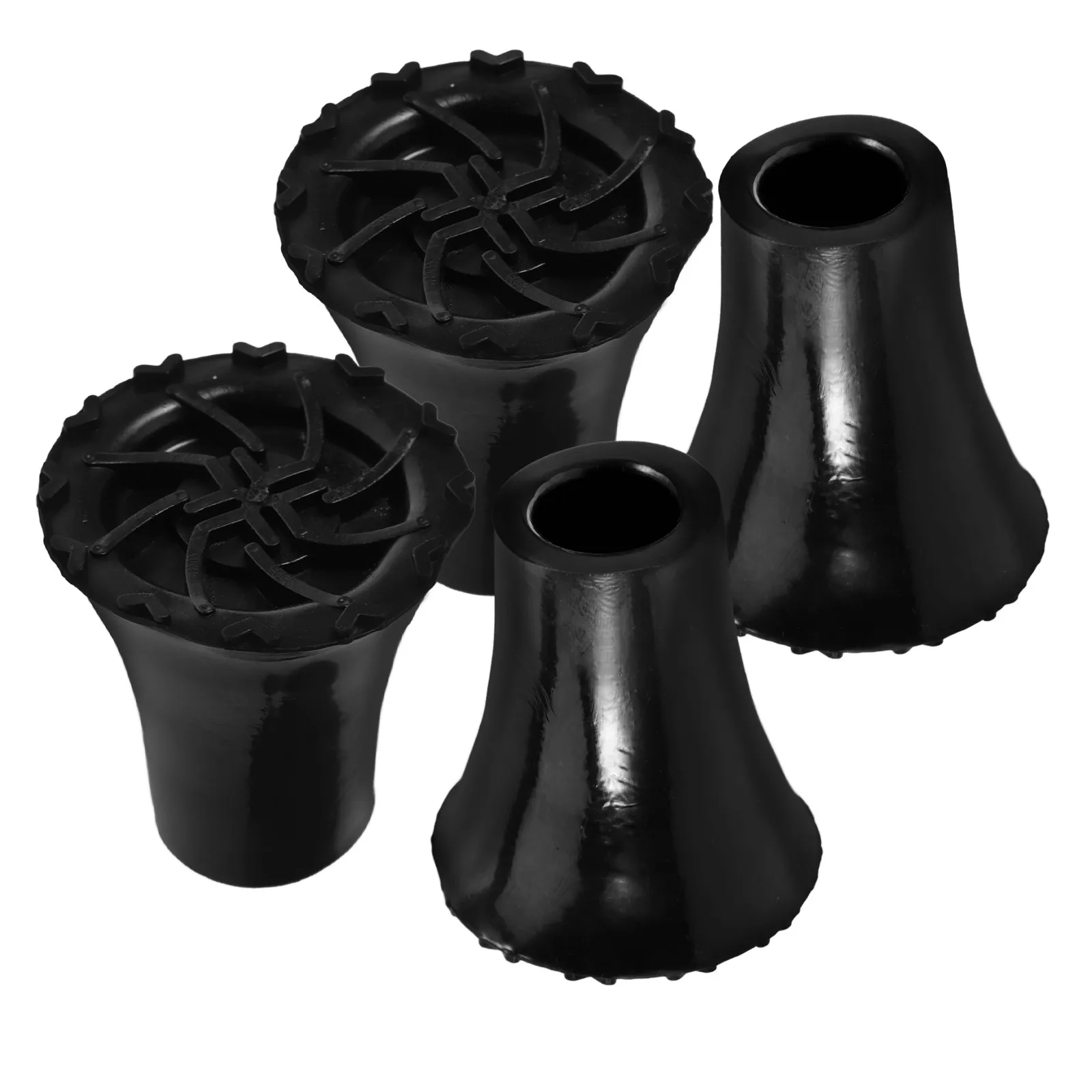 4pcs Non-Slip Crutch Tips with Shock Absorption for Walking Canes, Hiking Poles, Trekking – Enhanced Stability