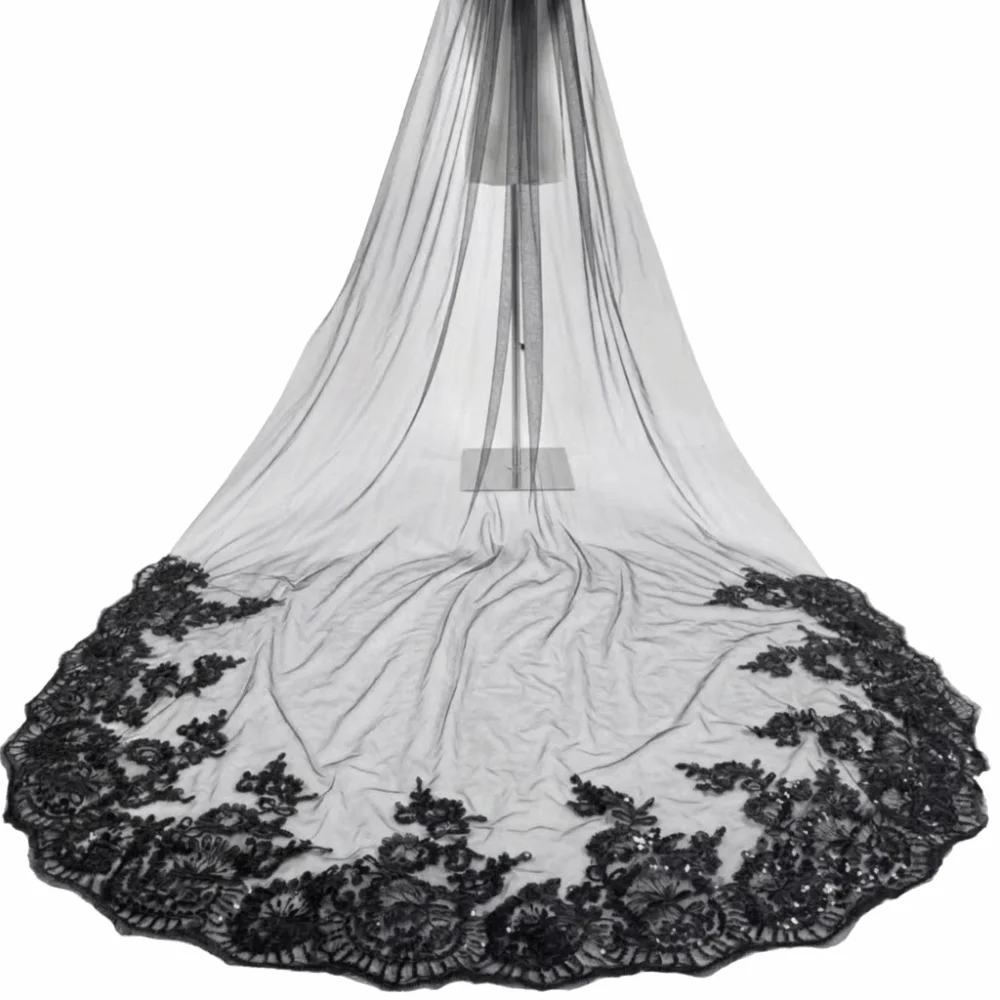 

Tail Sequin Lace Lace Bridal Veil with Comb Lace White Wedding Veil Black White Romantic Mesh Bridal Veil Bridal Accessories