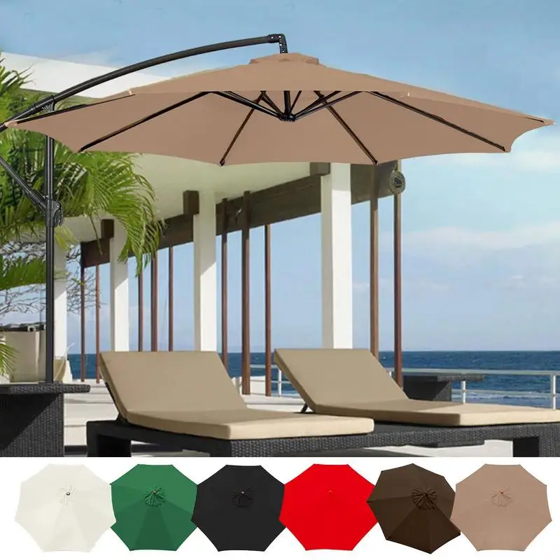 Patio Umbrella Replacement Canopy Fabric Garden Parasol Canopy Replacement Cover for 3m 8 Bones  UV Block Outdoor Sun Umbrella