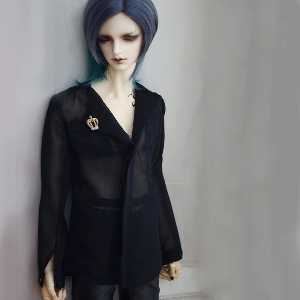 

G10-244 1/4 1/3 Uncle SSDF POPO68 SD BJD MSD doll baby clothes Black chiffon shirt with open chest and drop collar 1pcs