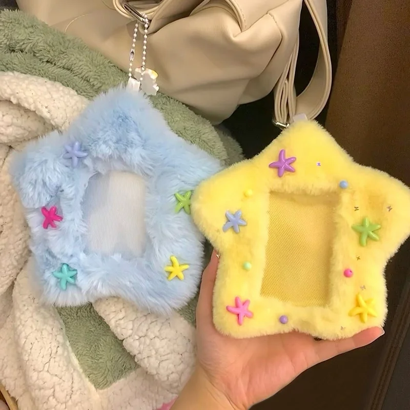 1Pc Cute Plush Photo Card Holder Kpop Idol Bus Card Protector Bag Decorative Photo Album Cover Case Picture Sleeves Card Storage