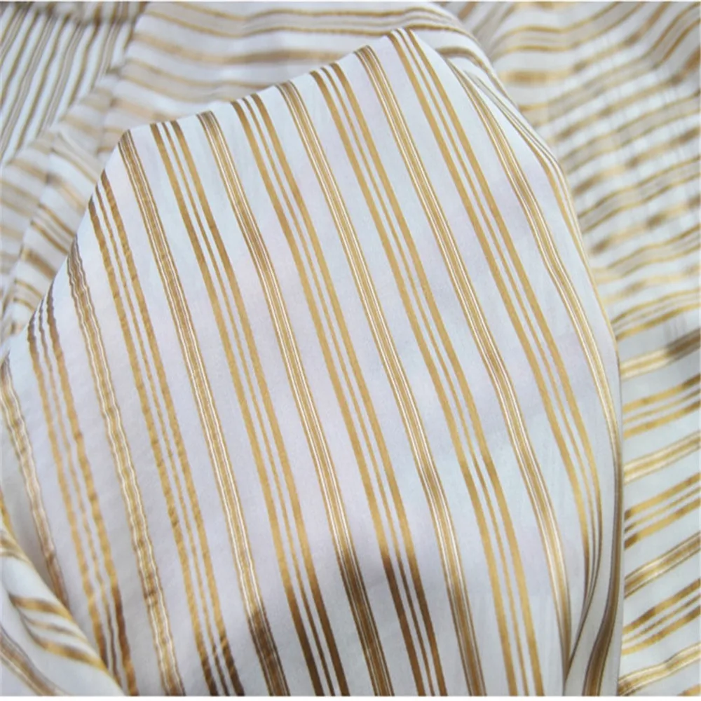 Wonderful Original Silk Metallic Fabric Lurex Stripe Gold Shiny Elegant Vintage Soft for Men Women Pants Saree Cloth Shawl