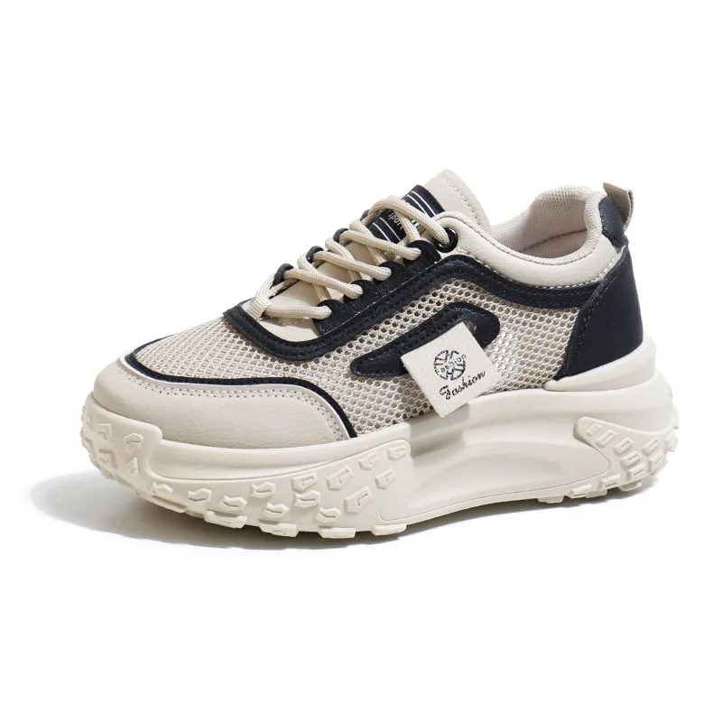 Novo designer de luxo plataforma mulher esportes malha respirável tendência plana casual tênis feminino elegante moda senhoras sapatos