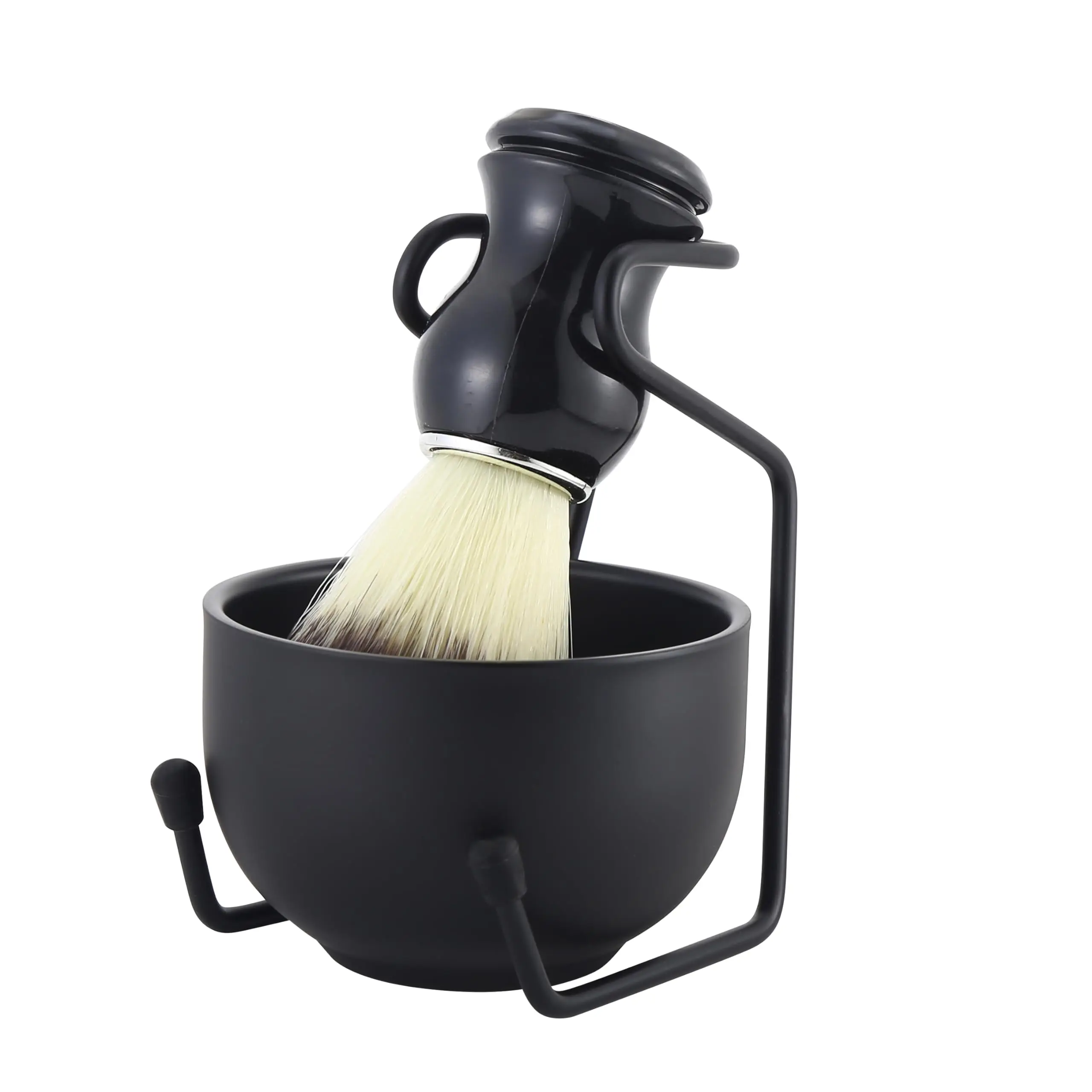 Shaving Brush Kit for Men Shaving Set Includes ABS Handle Synthetic Shaving Brush Stainless Steel Shaving Bowl With Holder