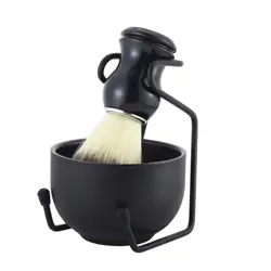 Shaving Brush Kit for Men Shaving Set Includes ABS Handle Synthetic Shaving Brush Stainless Steel Shaving Bowl With Holder