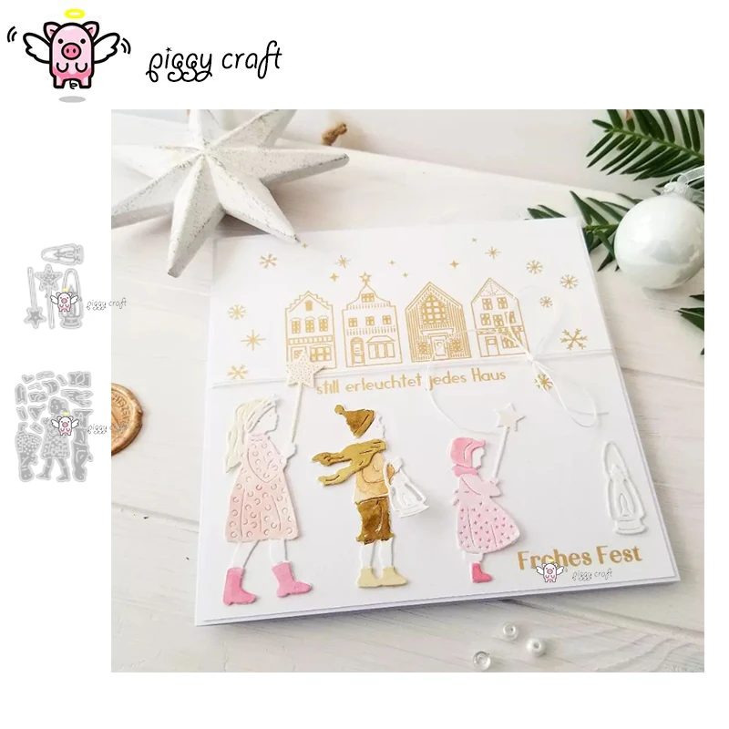 Piggy Craft metal cutting dies cut die mold Prayer child stars lantern Scrapbook paper craft knife mould blade punch stencils