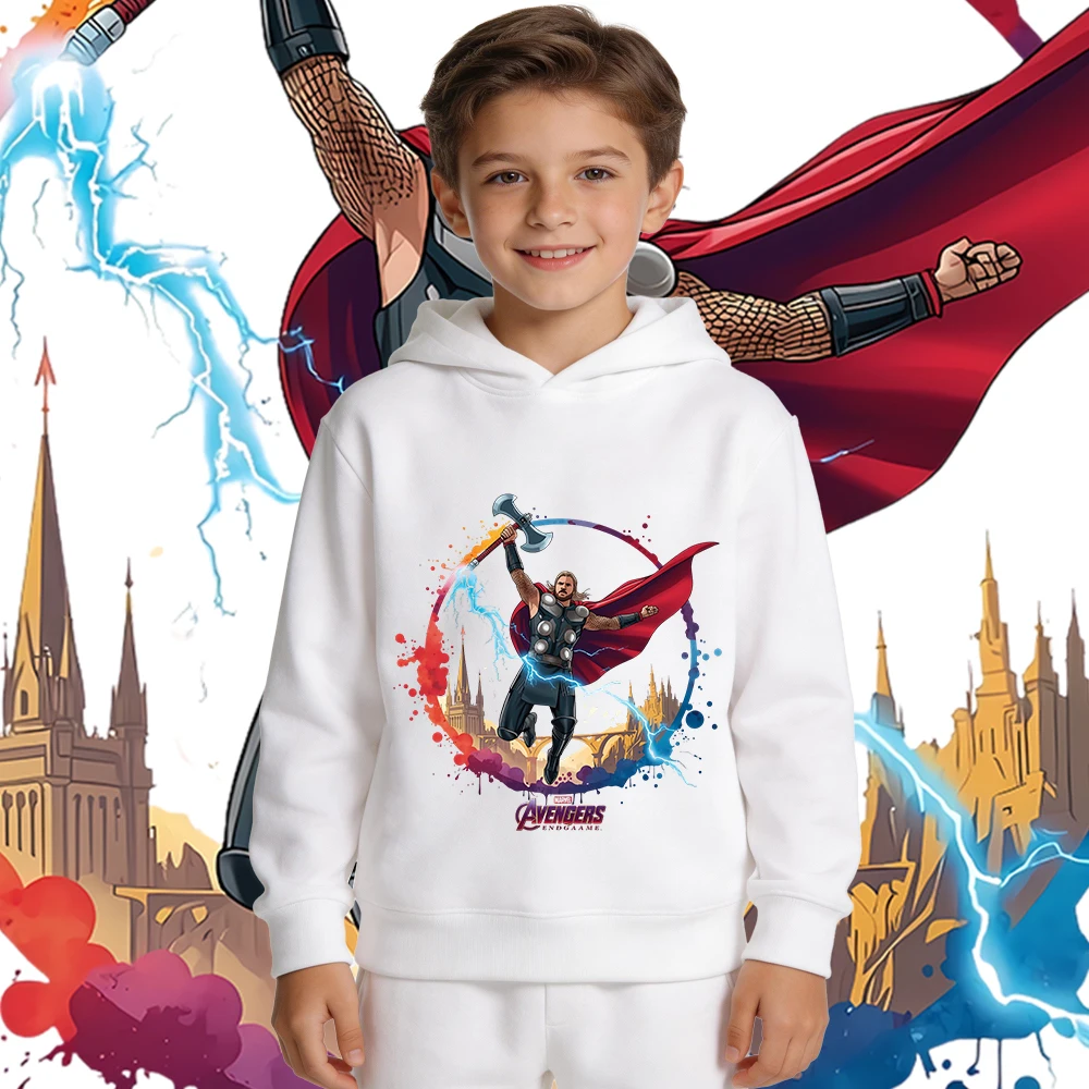 

Детская флисовая толстовка с принтом Thor Thunder Splash для мальчиков и девочек, теплый пуловер на осень-зиму, повседневная толстовка