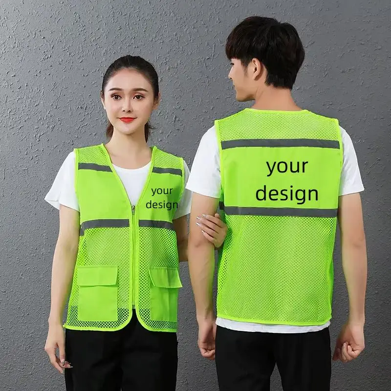 Vest With Logo Pockets Men Women Motorcycle Cycling Outdoor Construction Protective Workwear Safety Warning