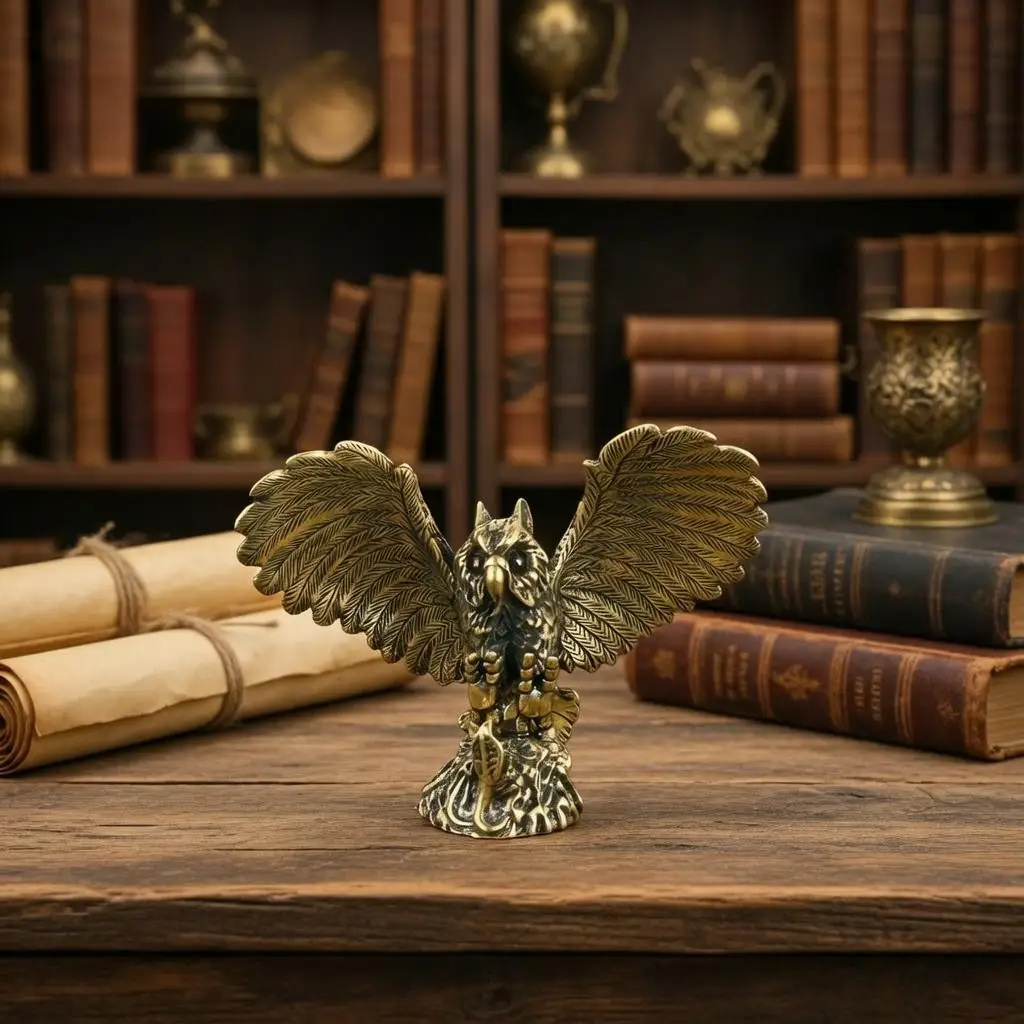 1/2 pieces of figurine ornaments, exquisite animal ornaments, sturdy brass owl statue
