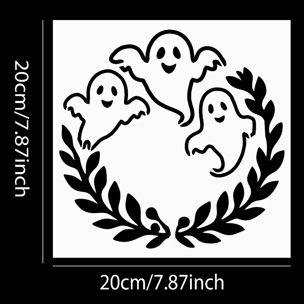 1‑Pack Cute Ghost Wreath Stencil, Food‑Safe PET Template for Cookie & Fondant Party Decor