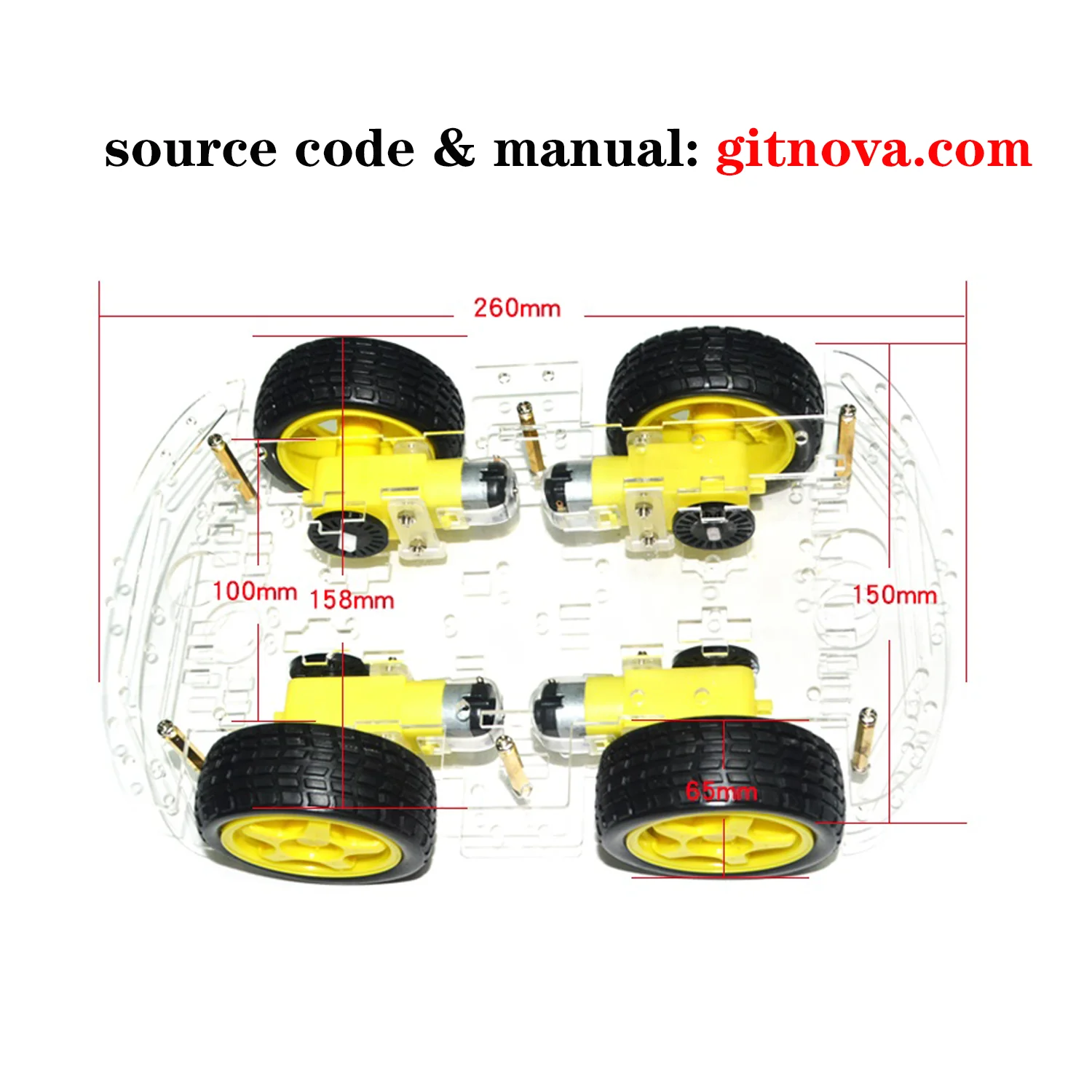 Smart RC Car Chassis 4 Driver Power Tracking cronologico con Encoder Speed 4WD Robot giocattolo RC fai da te per ATMEGA 2560 Raspberry