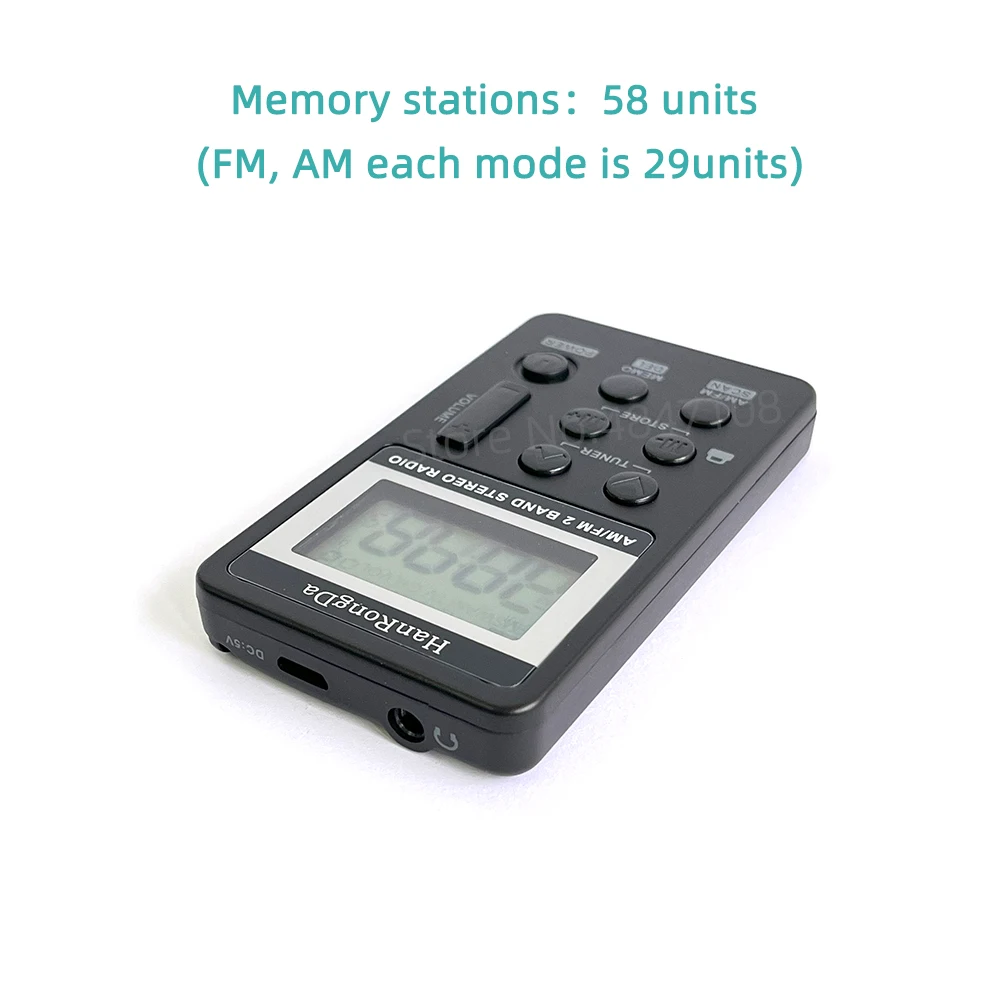 Portable Radio Mini Pocket FM AM Step 9KHZ 10KHZ Stereo Receiver LCD Screen High Sensitivity Rechargeable Built-in Battery