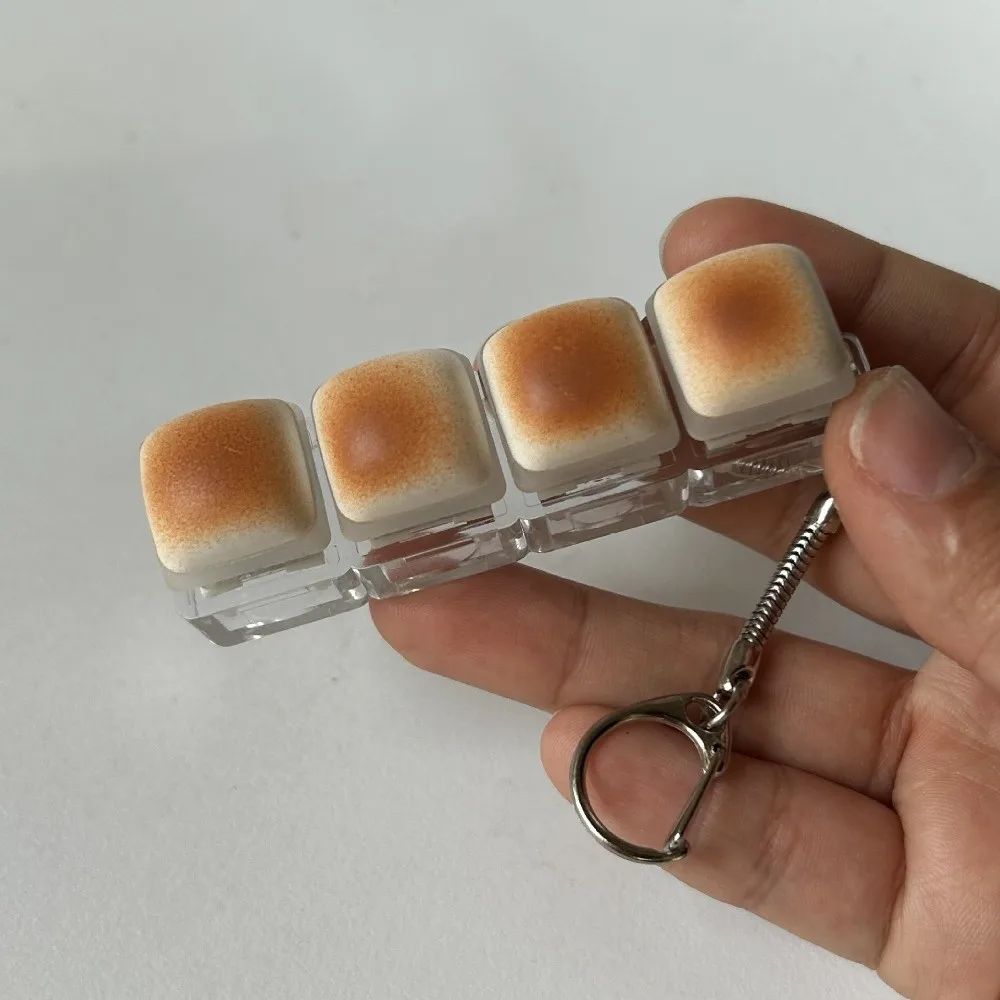 Caramel Bread Design Fidget Keychain DIY Keyboard Keycap Finger Keyboard Cap Relief Stress Pass The Time Pinch Toy Adult