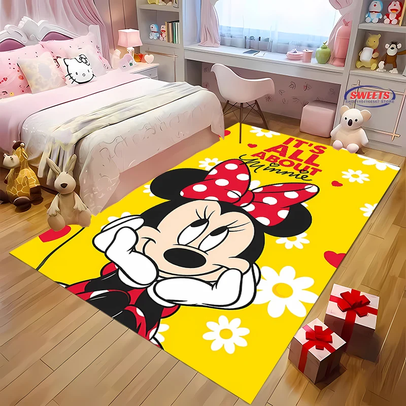 New Shelves! Classic Disney Minnie Carpet,Living Room Bedroom Office Children's Room of Choice, Non-slip Machine Washable Mat