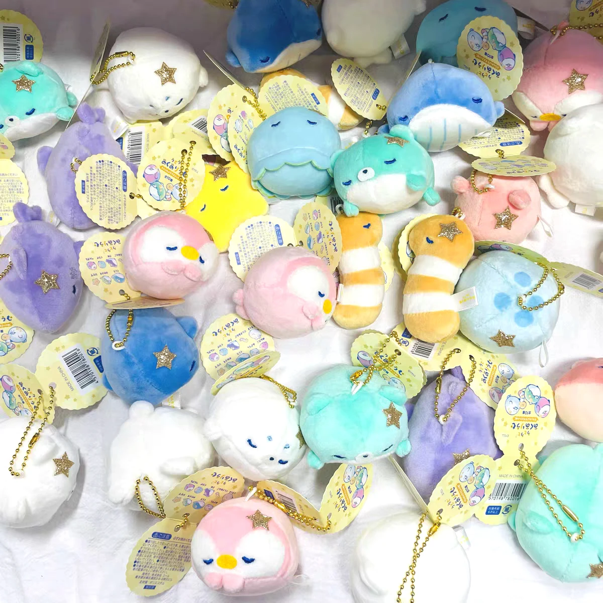 Jouets en peluche de 7.2cm, mignon, douze endormie, animaux de mer, sceau d'aquarium, baleine, anguille, requin, poulpe, pingouin, étoile de mer, pendentif BC, en Stock