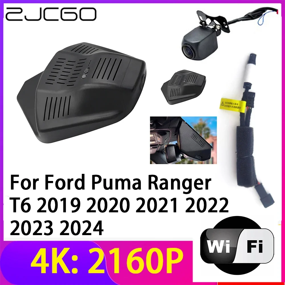 

ZJCGO 4K 2160P Dash Cam Car DVR Camera 2 Lens Recorder Wifi Night Vision for Ford Puma Ranger T6 2019 2020 2021 2022 2023 2024