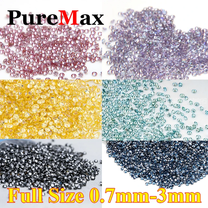 [Big Factory] Full Size 0.7mm-3.0mm Natural Color Round Small Size Moissanite Loose Stone VVS1 Excellent Cut Colorful Moissanite