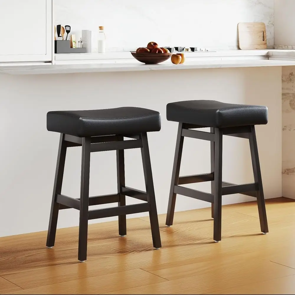 

Набор из 2 барных стульев высотой 26 дюймов, без спинки, с сиденьями из искусственной кожи, стильные барные стулья для кухонного острова, столовой