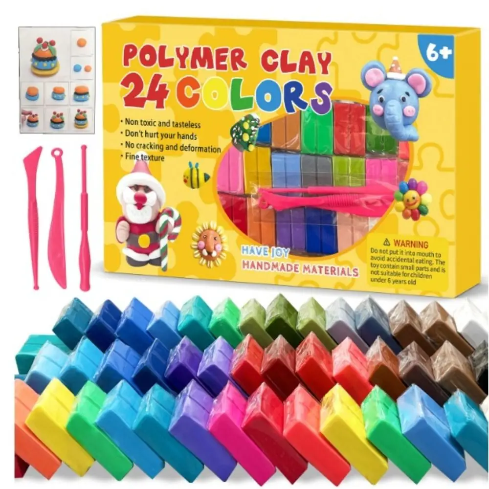 크리 에이 티브 24/32 색상 폴리머 클레이 블록 DIY 다채로운 오븐 베이킹 클레이 도구 경량 성형 Plasticine