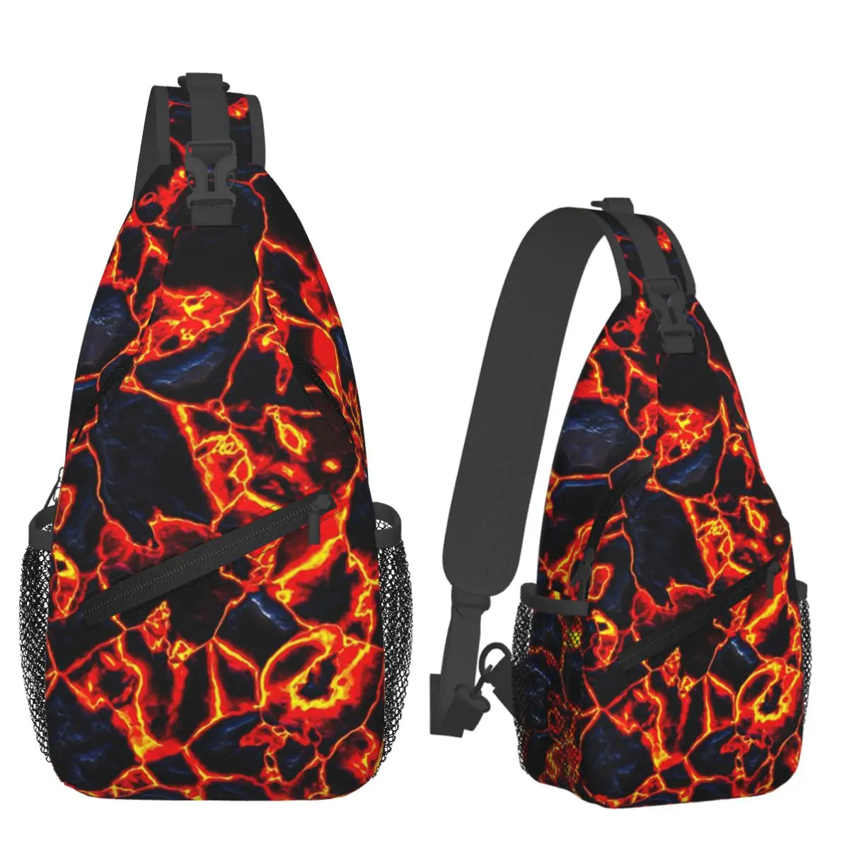 Magma Volcano Lava Fire Chest Bag Men Sling Crossbody Backpack Chest Bag Traveling Hiking Daypack Shoulder Bag