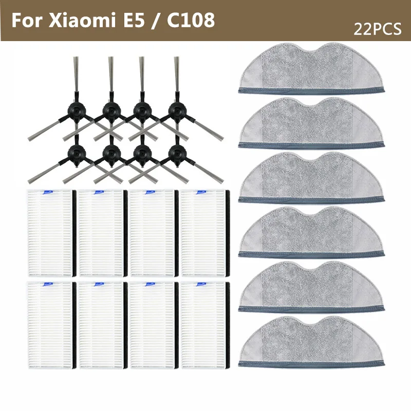 For Xiaomi Robot Vacuum E5 / C108 Spare Parts Side Brush Mopping Rag Cloth Hepa