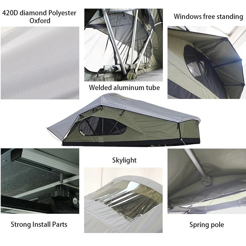Hot Selling Four-Season Waterproof Folding Rooftop Tent Aluminum Straight Bracing Outdoor Travel