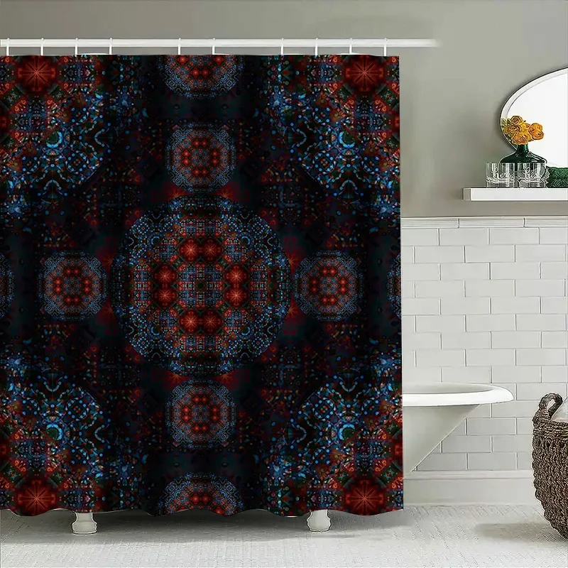 

Luxury Bath Shower Curtain with Printed Flowers 3D Decorative Waterproof Fabric for Home Decoration Multicolor (240x180cm)