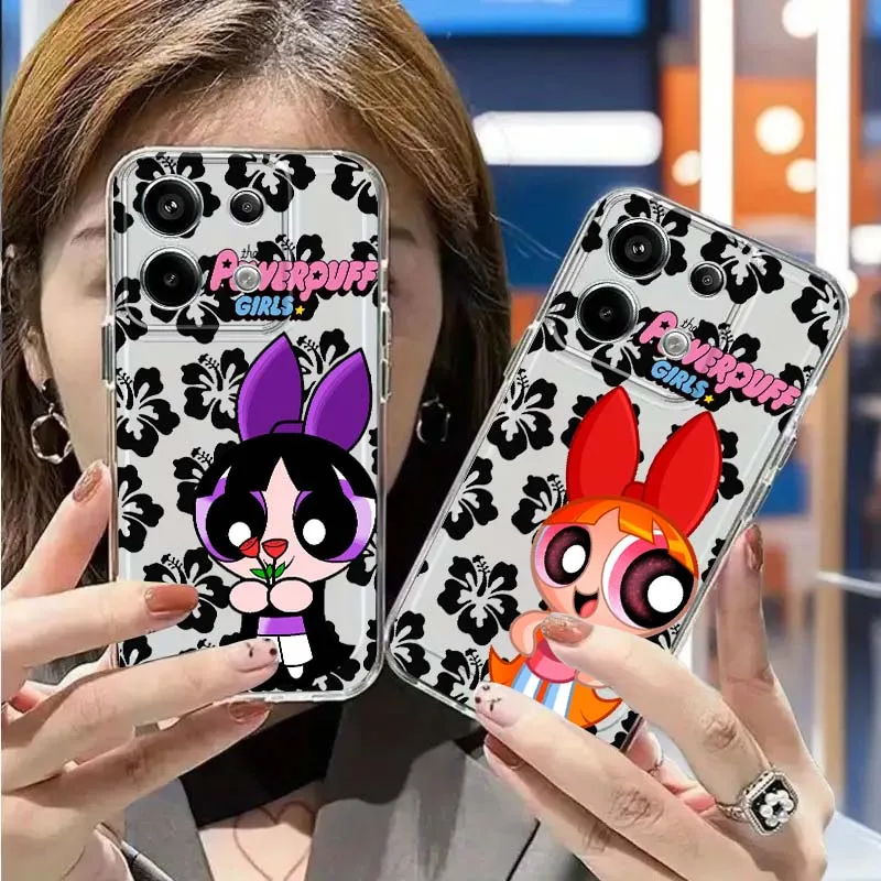 

The P-Powerpuffs Girls Cute For Xiaomi Mi Poco F2 F3 F4 F5 F6 X5 X6 X7 Pro TPU Protection Transparent Phone Case