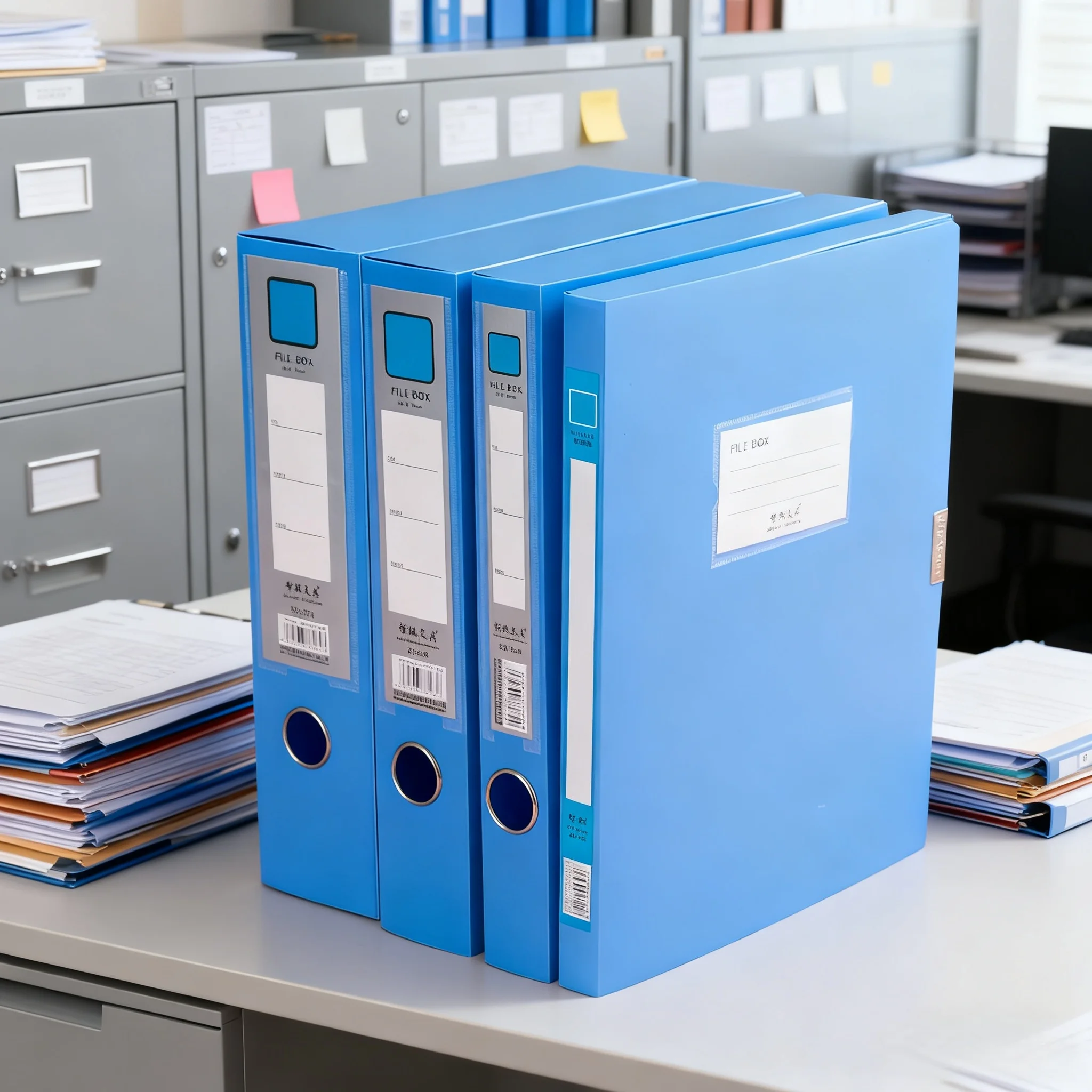 11-Piece A4 Plastic File Box, Thickened Document Storage Box, Foldable Storage Box, Financial Voucher Data Box, Folder for Office Use