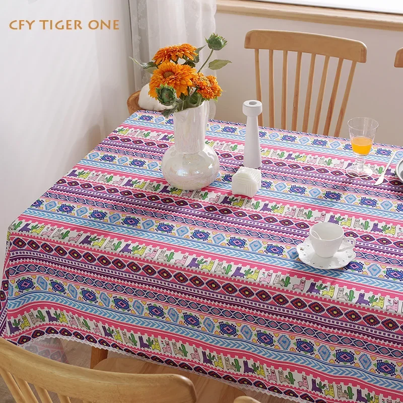 Nordic American Lace Tablecloth Antifouling Rectangular Tablecloth Washable and Oil Resistant Coffee Table Mat Table Cover