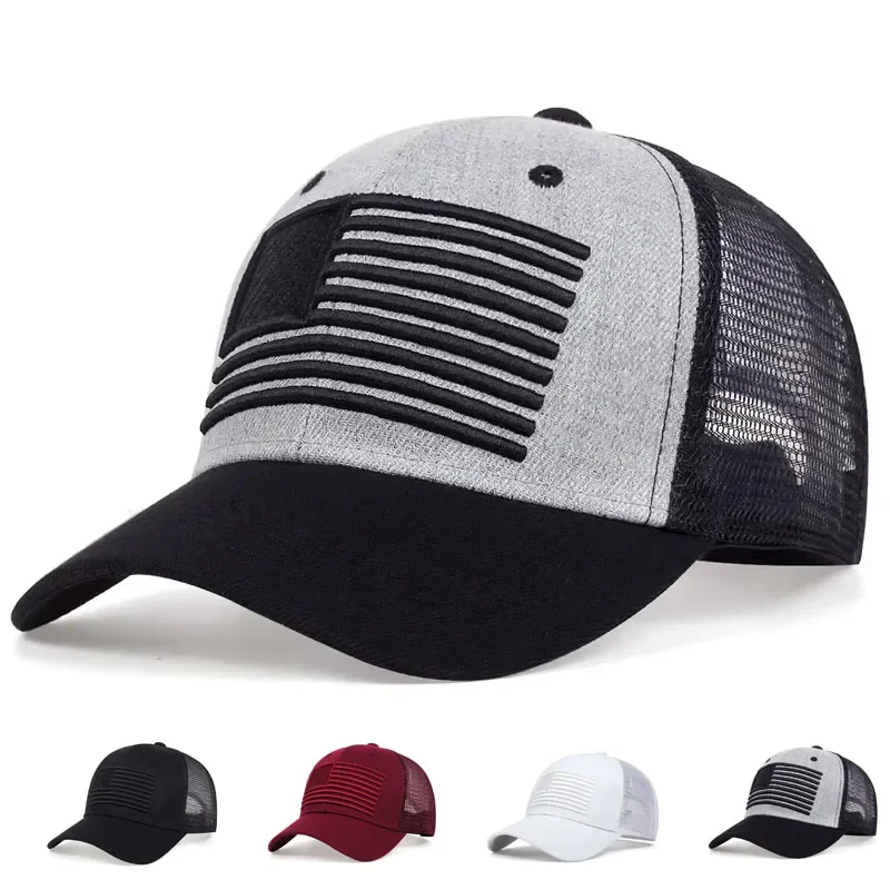 Gorras de Béisbol Unisex con Bordado de la Bandera Americana, Gorra de Verano para Exteriores con Protección Solar, Ajustable, Estilo Casual