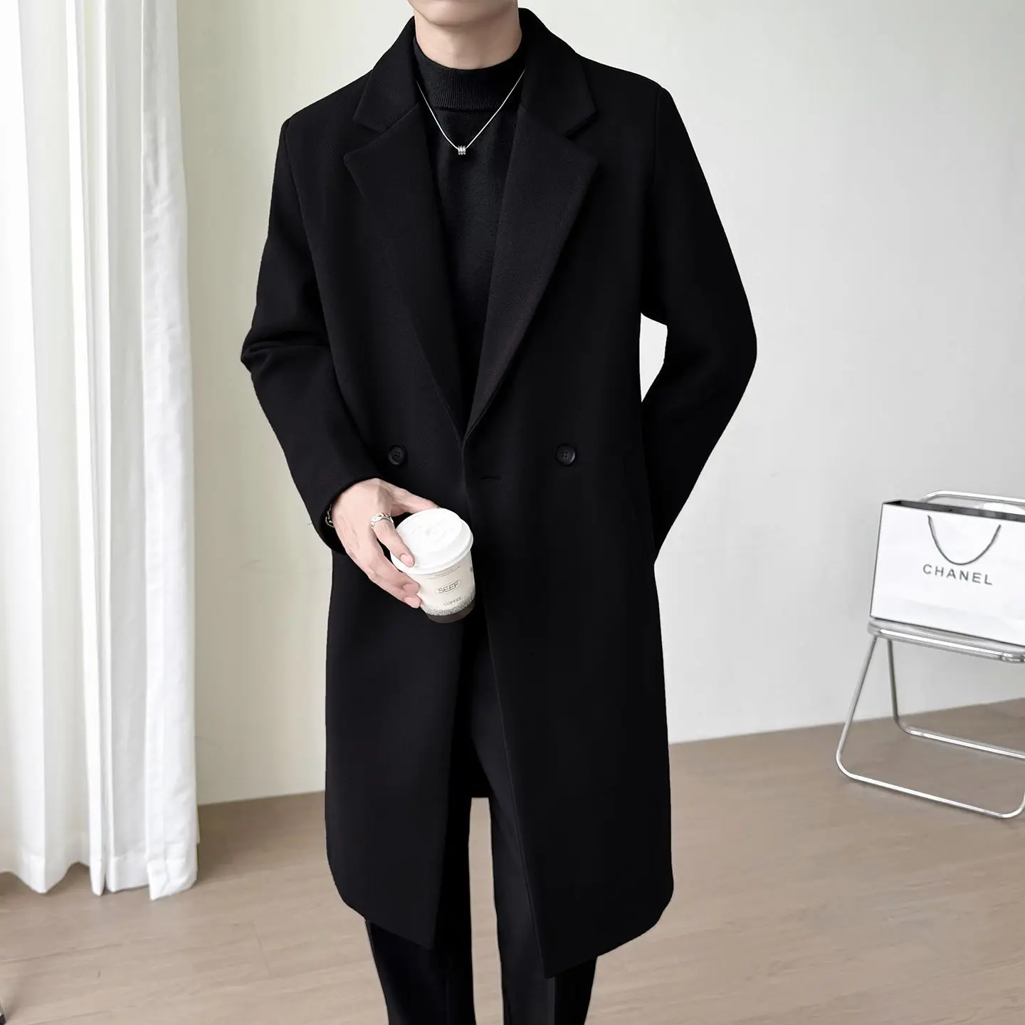 

Пальто из шерстяной смеси, зимнее, мужское, с частичной подкладкой, в секциях/сегментах