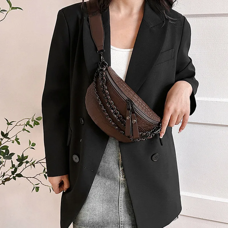 

Fashion Waist Bag Phone Purse Summer Women Crossbody Chest Bag Stone pattern Leather Fanny pack Female travel small Shoulder Bag