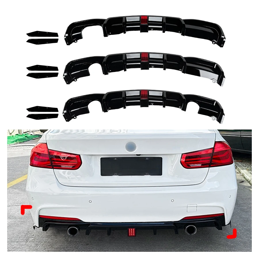 

For Bmw F30 MT MP Style Rear Diffuser with Lamp&Rear Side Splitter 3 Series 320d 325d 330i 330d 340i M Sport 2012-2019 Tuning