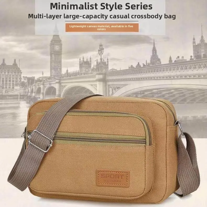Multi-Layer Canvas Crossbody Wallet for Street Vendors Cashier Single Shoulder Bag Men's Night Business Bag Oujiawei Brand