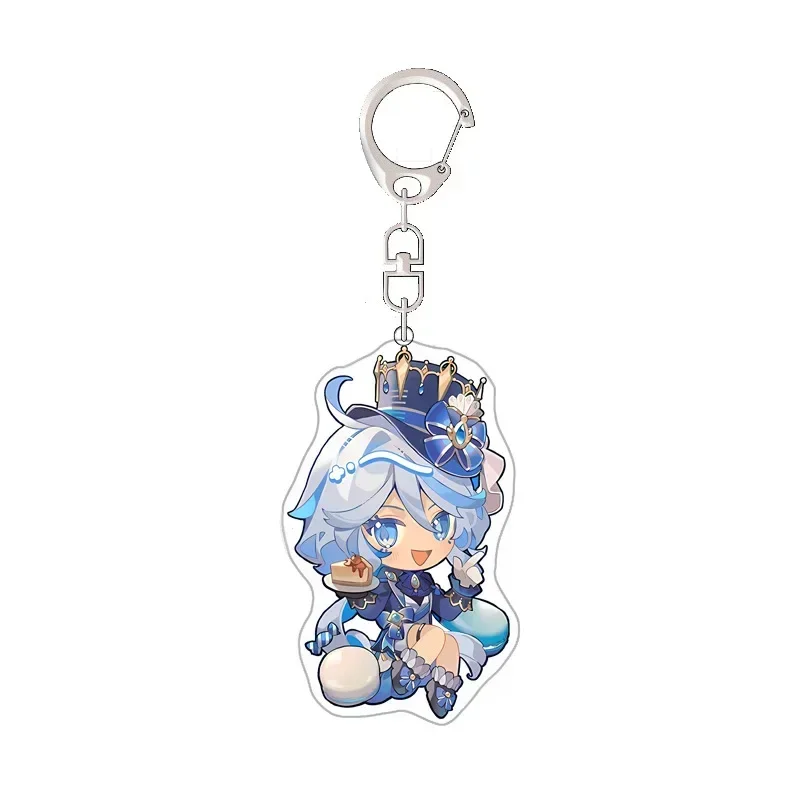 Genshin Impact Acrylic Keychain Neuvillette Wriothesley Navia Furina Arlecchino Pendant Keychain for Bag Backpack Car Key