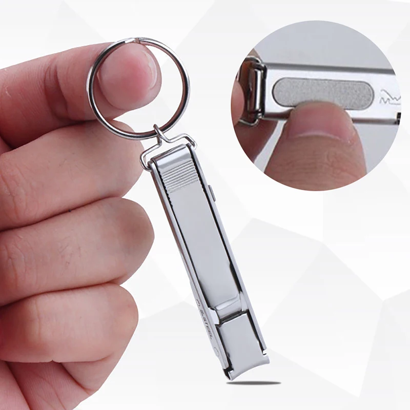 Ultra Thin Foldable Nail Clipper 1Pcs Stainless Steel Keychain Design Portable Travel Fingernail Manicure Tool