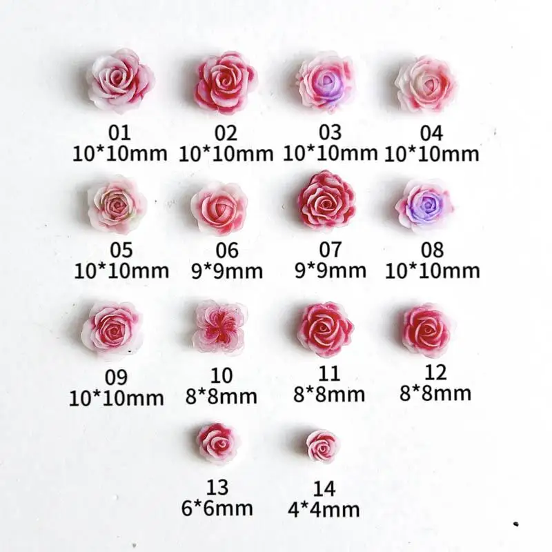 Gradiënt Dubbele Kleur Camellia Nail Charms 3D Lichtgevende Hars Rose Buds Nail Art Decoraties Handgemaakte DIY Nagels Accessoires