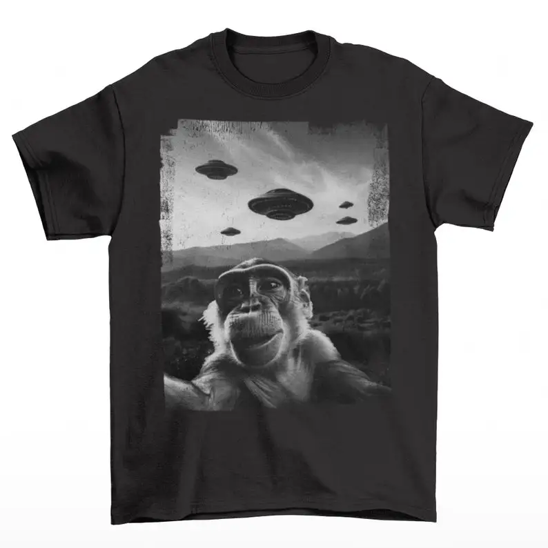 

Funny Monkey Selfie With UFO's T-Shirt